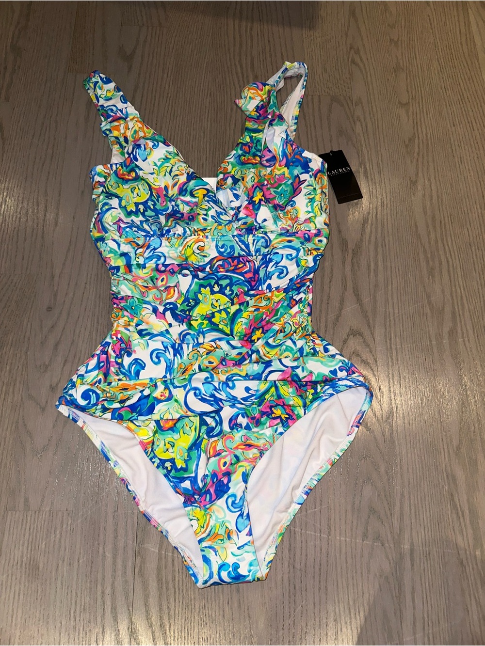 Girls' Multi-Color One-Piece Swimsuit with Ruffle Straps
